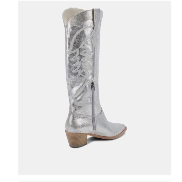 Anthro Dolce Vita Silver Suede Western Shiren Boots